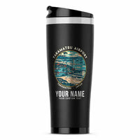 Thumbnail for Takamatsu Airport (TAK) Travel Mugs - Badge + Name - Stainless Steel (No Holder) - Black