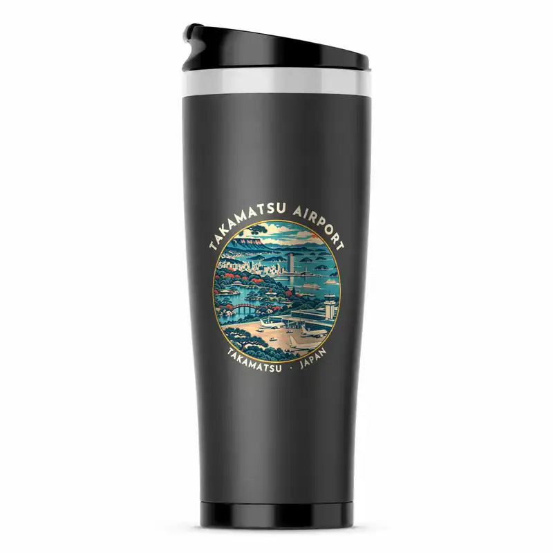 Takamatsu Airport (TAK) Travel Mugs - Badge - Stainless Steel (No Holder) - Gray