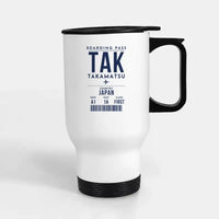 Thumbnail for Takamatsu Airport (TAK) Travel Mugs - Boarding Pass - Stainless Steel with Holder - White