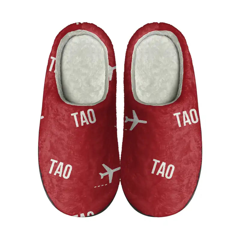 Qingdao Jiaodong International Airport (TAO) Slippers & Flip Flops - Slippers - Cotton - Pattern - Red