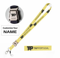 Thumbnail for TAP Portugal Airlines seat belt lanyard - yellow with name