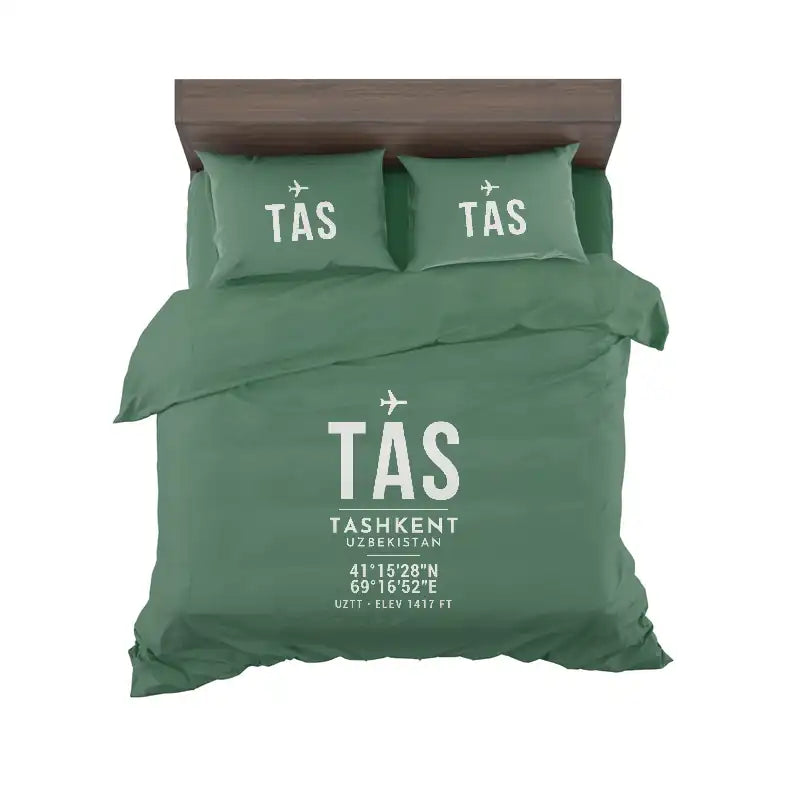 Islam Karimov Tashkent International Airport (TAS) Bedding Sets & Blankets - Bedding Set - ID Tag - Green