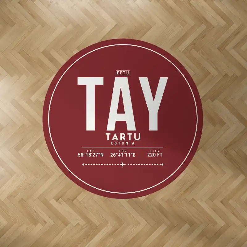 Tartu Airport (TAY) Carpets - Carpet Round - ID Tag - Dark Red
