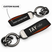 Thumbnail for Tartu Airport (TAY) Leather Key Chains - Leather Key Chain - Horseshoe Buckle - Original Design - Black + Name