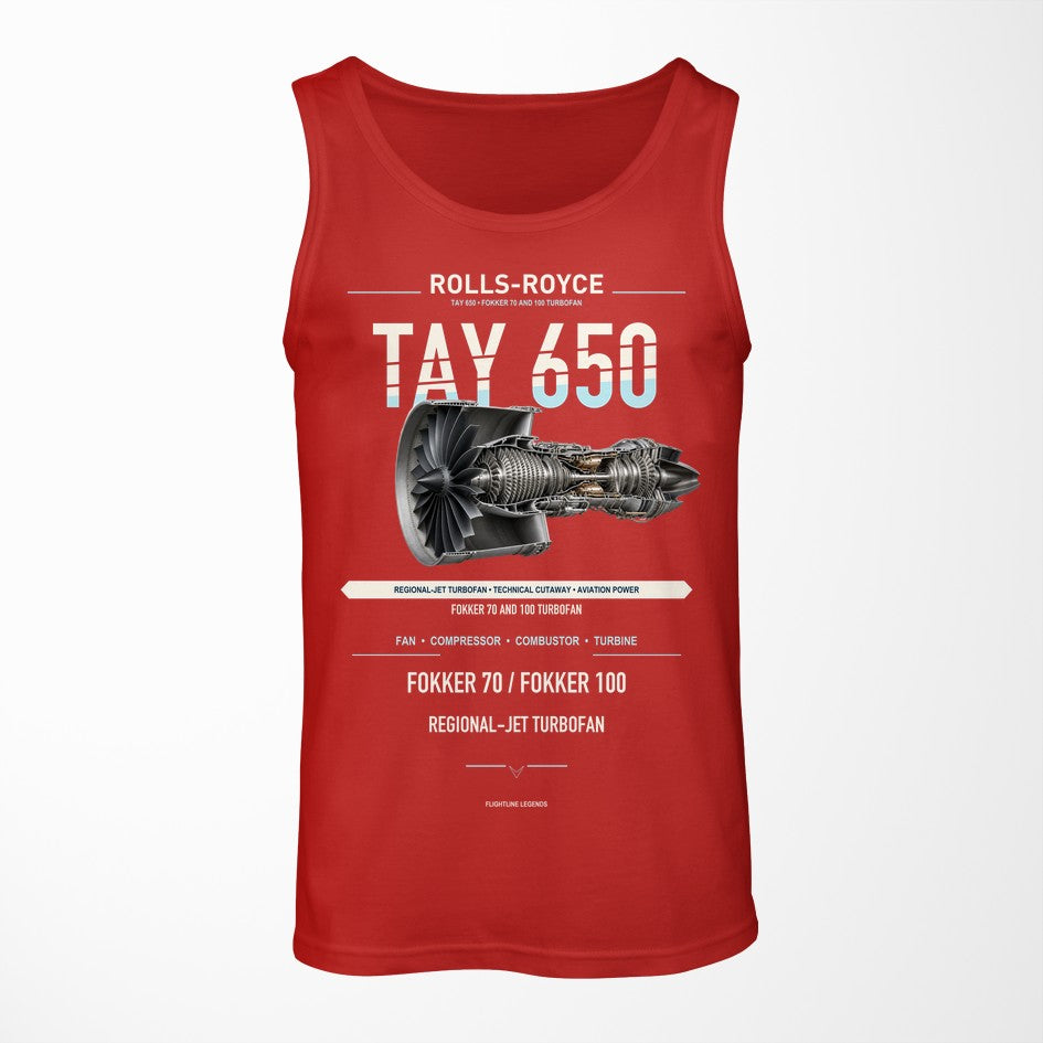 TAY 650 design on red tank top