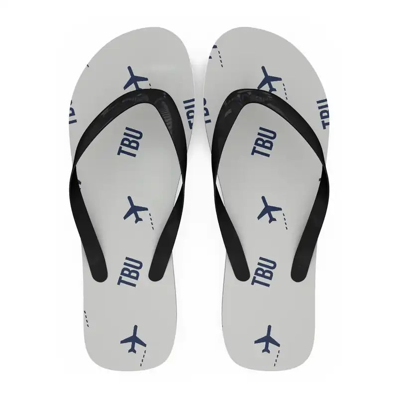 Fuaʻamotu International Airport (TBU) Slippers & Flip Flops - Slippers - Flip Flops - Pattern - White
