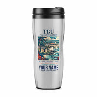 Thumbnail for Fuaʻamotu International Airport (TBU) Travel Mugs - Poster + Name - Plastic (No Holder) - Light Gray