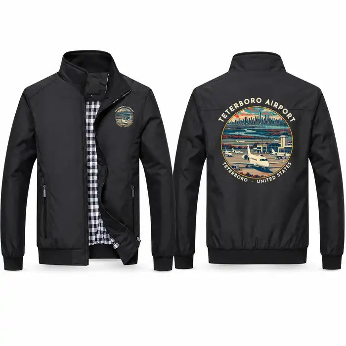 Teterboro Airport (TEB) Stylish Jackets - Stand Collar - Badge - Black