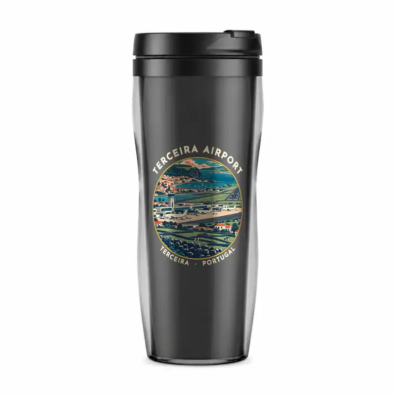 Terceira Lajes Airport (TER) Travel Mugs - Badge - Plastic (No Holder) - Gray