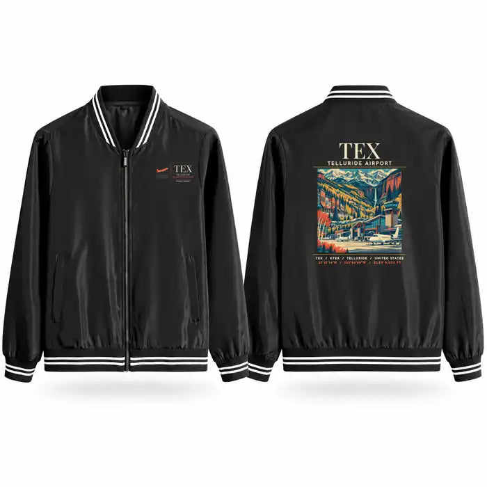 Telluride Regional Airport (TEX) Stylish Jackets - Baseball Collar - Poster - Black