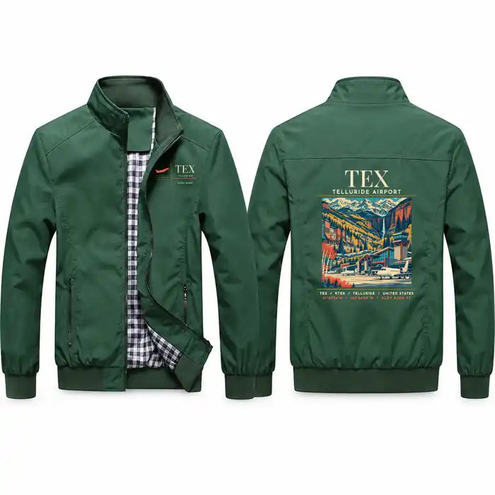 Telluride Regional Airport (TEX) Stylish Jackets - Stand Collar - Poster - Green