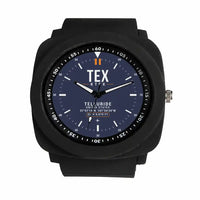 Thumbnail for Telluride Regional Airport (TEX) Aviator Watches - Classic - Navy Blue - Rubber Strap - Black