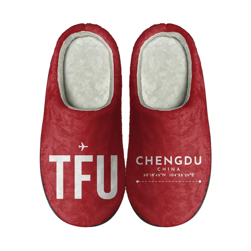 Chengdu Tianfu International Airport (TFU) Slippers & Flip Flops - Slippers - Cotton - Code - Different - Red