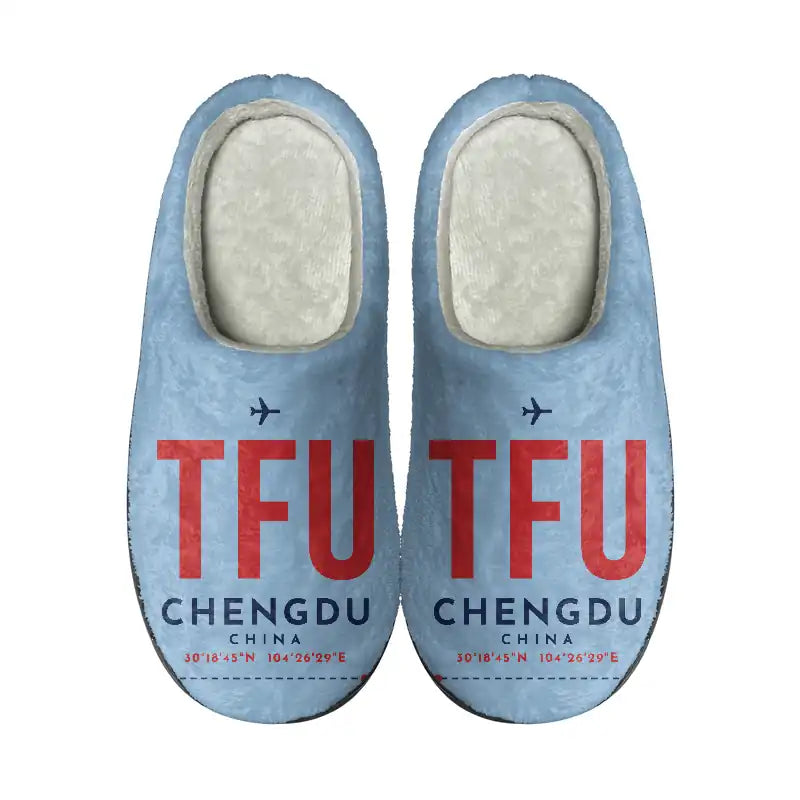 Chengdu Tianfu International Airport (TFU) Slippers & Flip Flops - Slippers - Cotton - Code - Same - Light Blue