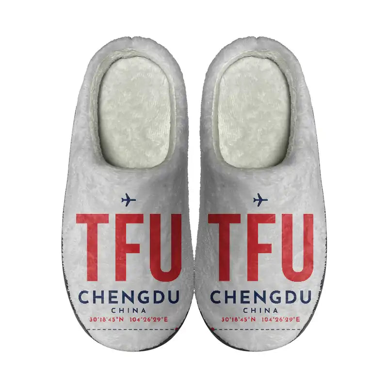 Chengdu Tianfu International Airport (TFU) Slippers & Flip Flops - Slippers - Cotton - Code - Same - Light Gray