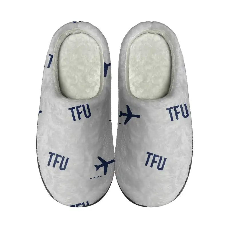 Chengdu Tianfu International Airport (TFU) Slippers & Flip Flops - Slippers - Cotton - Pattern - Light Gray