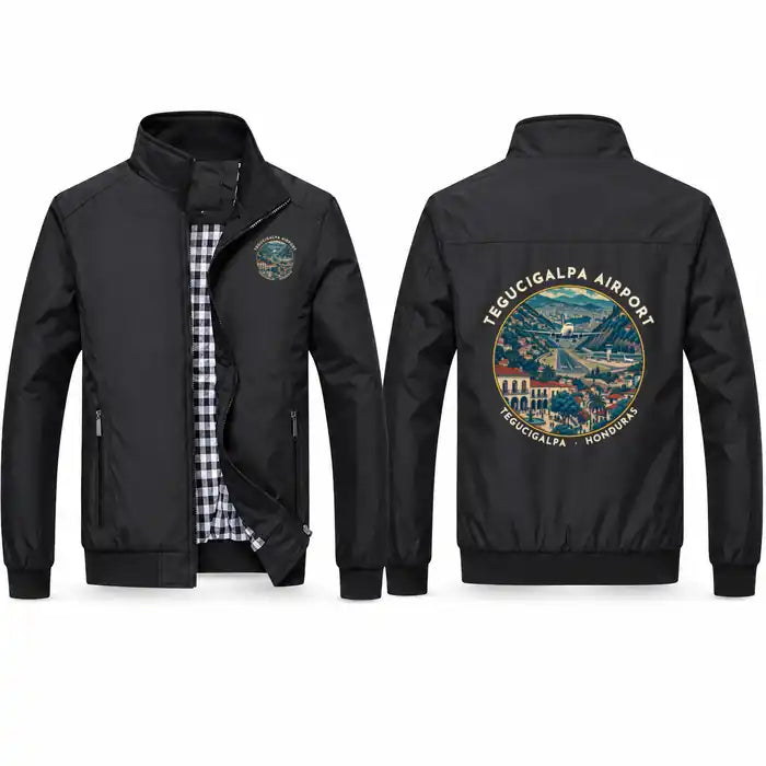 Toncontín International Airport (TGU) Stylish Jackets - Stand Collar - Badge - Black
