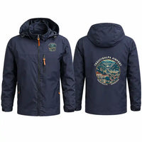 Thumbnail for Toncontín International Airport (TGU) Stylish Jackets - Hooded Windbreaker - Badge - Navy Blue