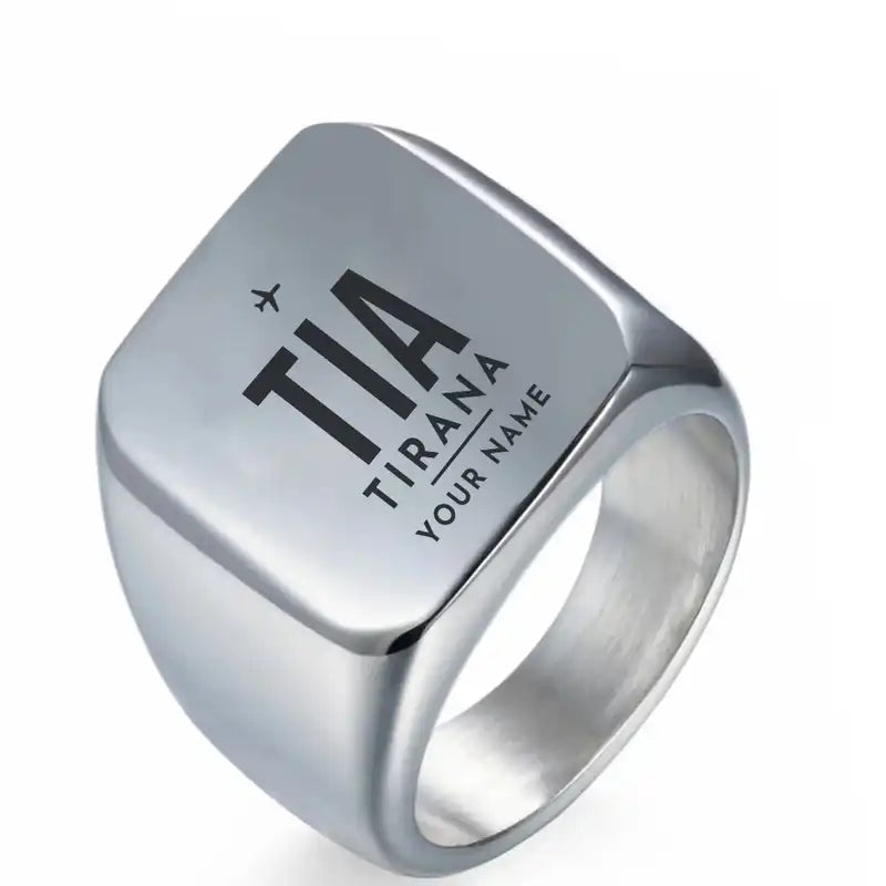 Tirana International Airport Nënë Tereza (TIA) Rings - Ring - Silver + Name