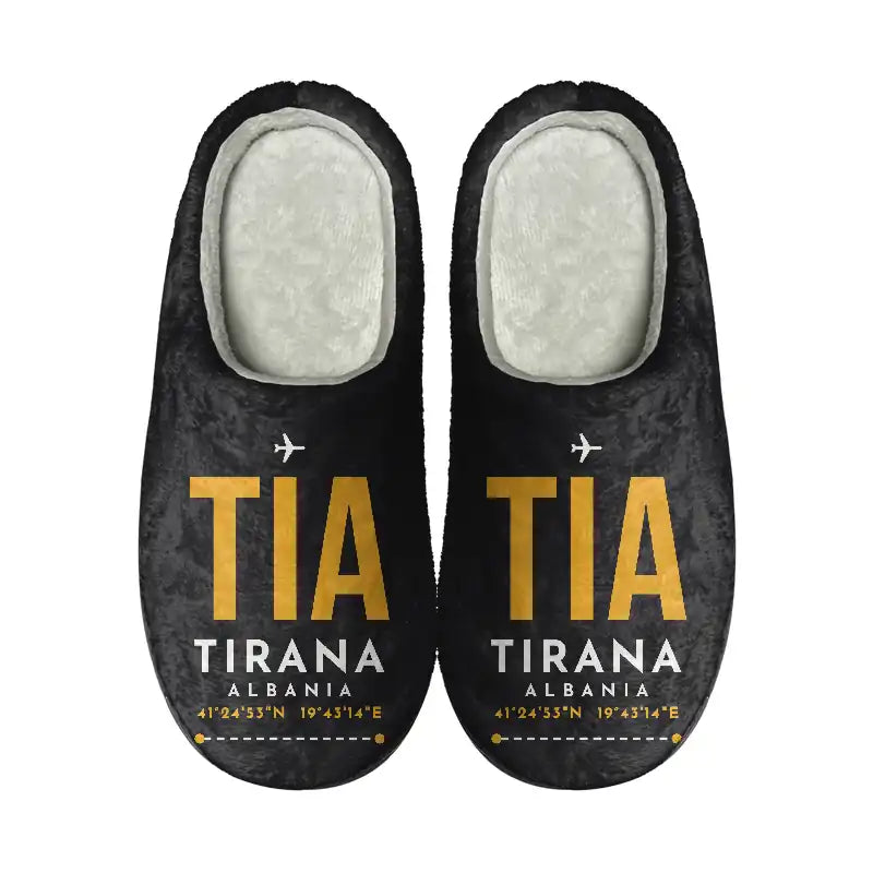 Tirana International Airport Nënë Tereza (TIA) Slippers & Flip Flops - Slippers - Cotton - Code - Same - Black