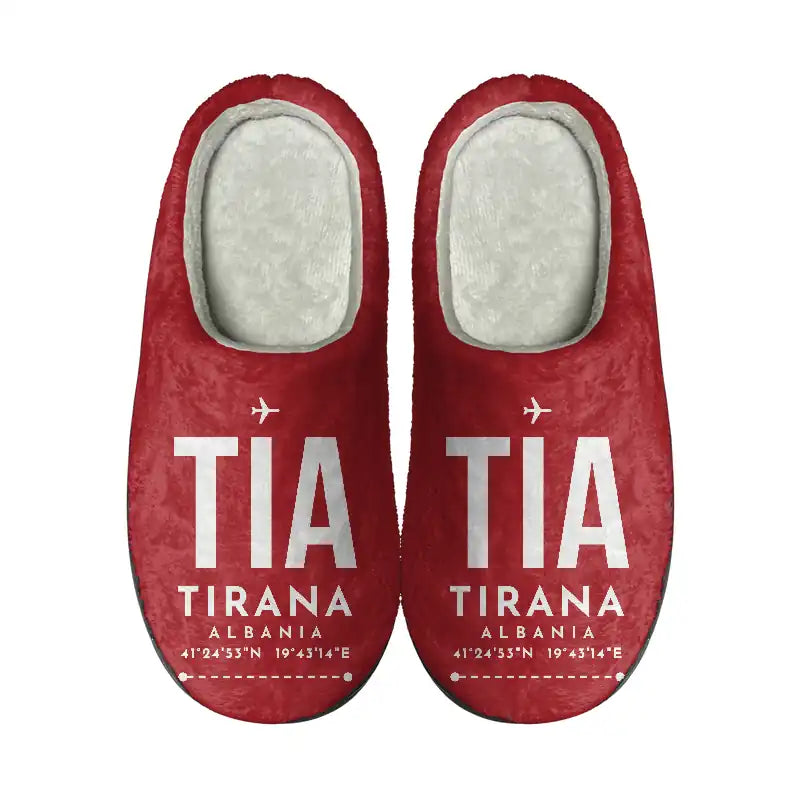 Tirana International Airport Nënë Tereza (TIA) Slippers & Flip Flops - Slippers - Cotton - Code - Same - Red