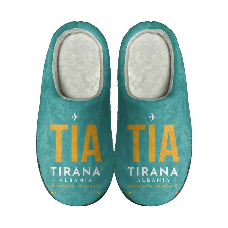 Tirana International Airport Nënë Tereza (TIA) Slippers & Flip Flops - Slippers - Cotton - Code - Same - Turquoise