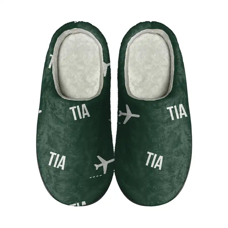 Tirana International Airport Nënë Tereza (TIA) Slippers & Flip Flops - Slippers - Cotton - Pattern - Dark Green