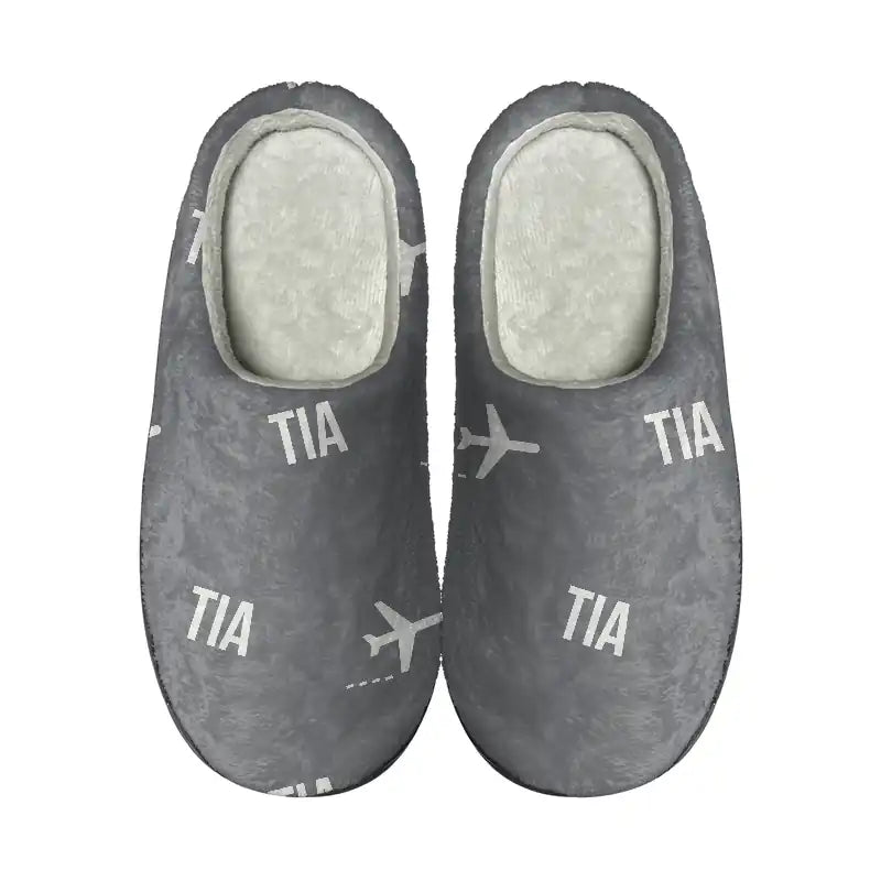 Tirana International Airport Nënë Tereza (TIA) Slippers & Flip Flops - Slippers - Cotton - Pattern - Gray
