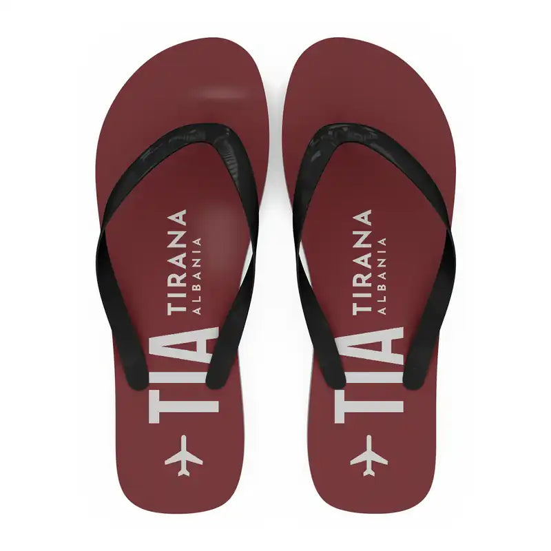 Tirana International Airport Nënë Tereza (TIA) Slippers & Flip Flops - Slippers - Flip Flops - Code - Dark Red