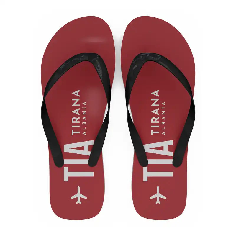 Tirana International Airport Nënë Tereza (TIA) Slippers & Flip Flops - Slippers - Flip Flops - Code - Red