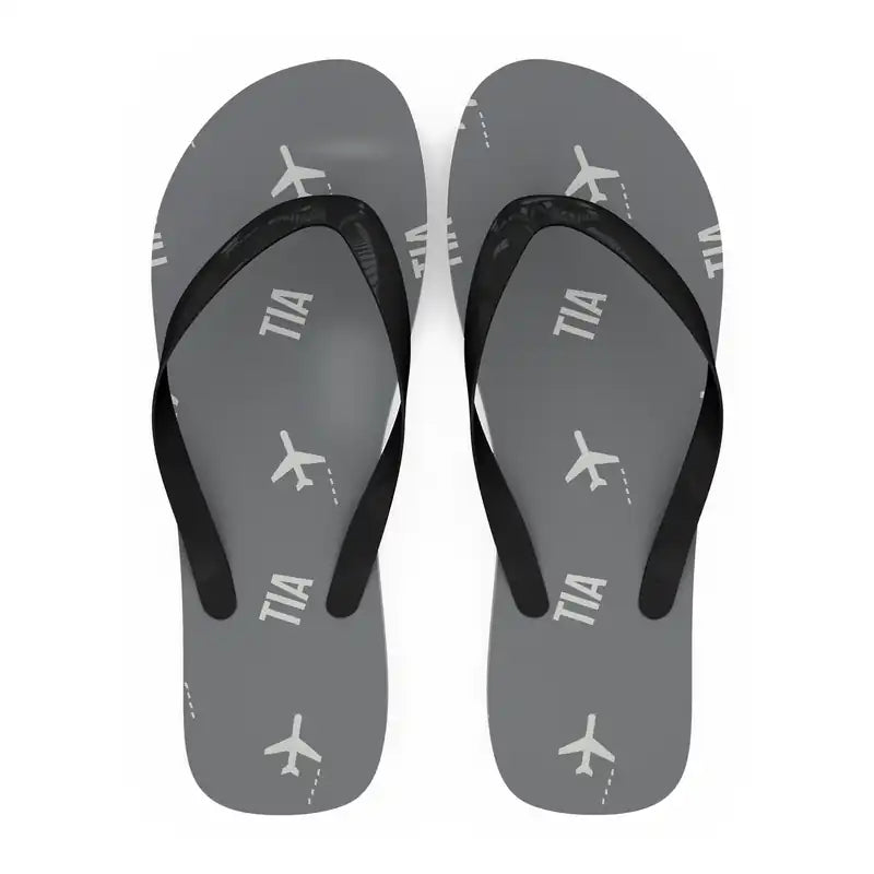 Tirana International Airport Nënë Tereza (TIA) Slippers & Flip Flops - Slippers - Flip Flops - Pattern - Gray