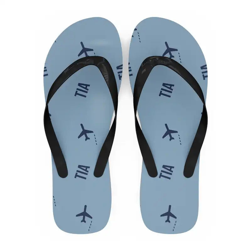 Tirana International Airport Nënë Tereza (TIA) Slippers & Flip Flops - Slippers - Flip Flops - Pattern - Light Blue