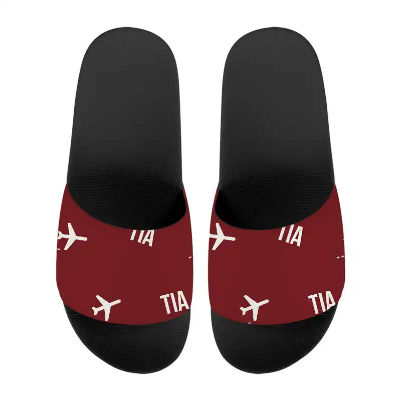 Tirana International Airport Nënë Tereza (TIA) Slippers & Flip Flops - Slippers - Sport - Pattern - Dark Red
