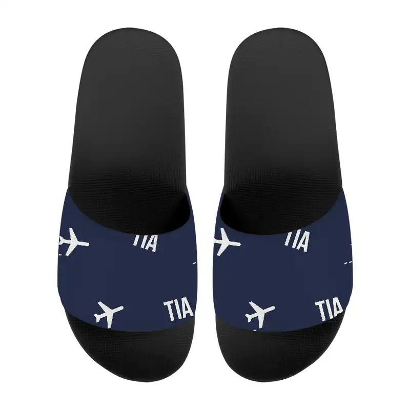 Tirana International Airport Nënë Tereza (TIA) Slippers & Flip Flops - Slippers - Sport - Pattern - Navy Blue