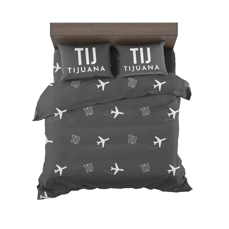 Tijuana International Airport (TIJ) Bedding Sets & Blankets - Bedding Set - Pattern - Black