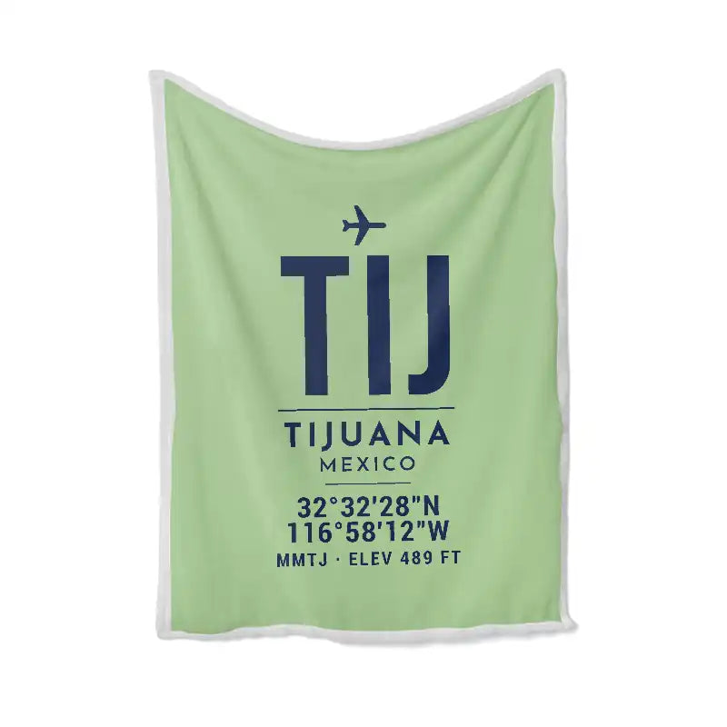 Tijuana International Airport (TIJ) Bedding Sets & Blankets - Blanket - ID Tag - Light Green