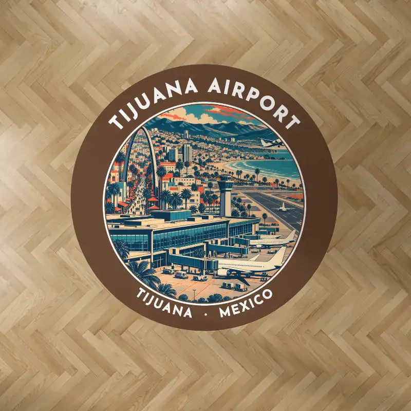 Tijuana International Airport (TIJ) Carpets - Carpet Round - Badge - Brown