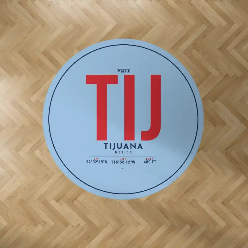 Tijuana International Airport (TIJ) Carpets - Carpet Round - ID Tag - Light Blue