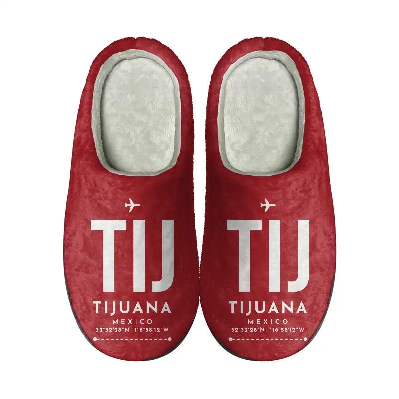 Tijuana International Airport (TIJ) Slippers & Flip Flops - Slippers - Cotton - Code - Same - Red