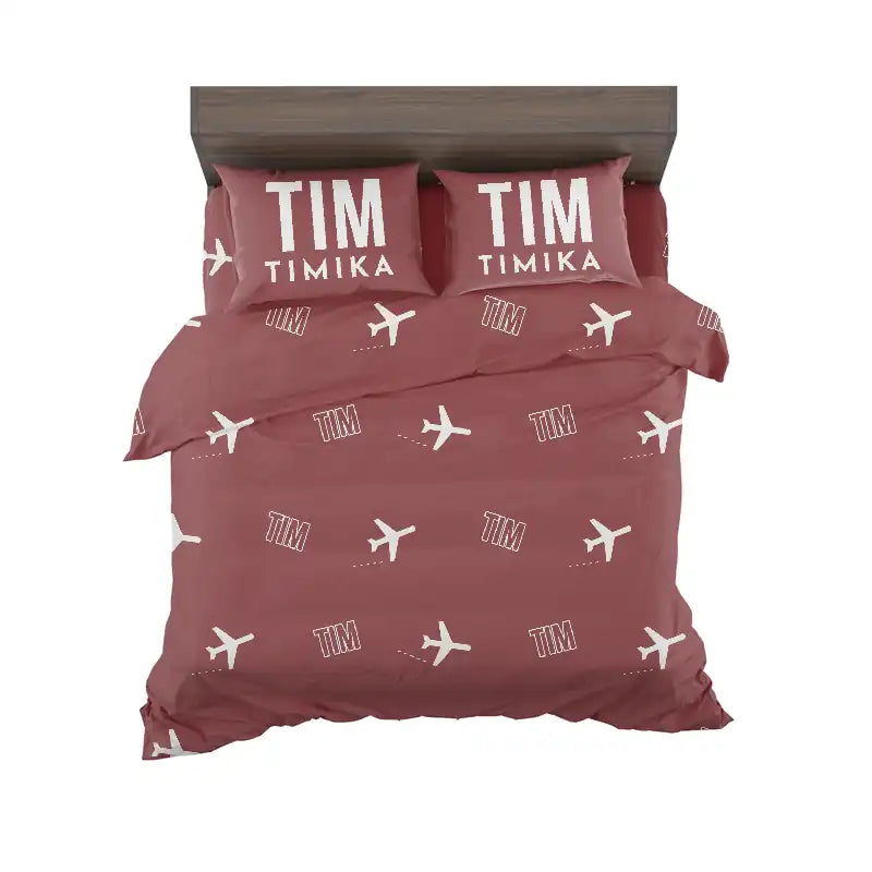 Mozes Kilangin Airport (TIM) Bedding Sets & Blankets - Bedding Set - Pattern - Dark Red