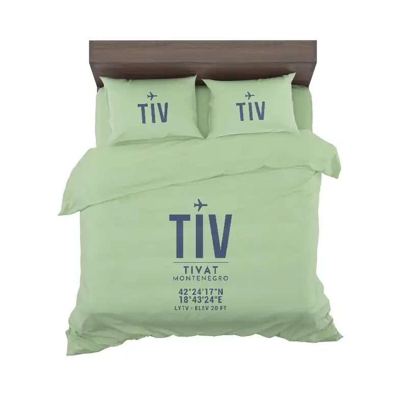 Tivat Airport (TIV) Bedding Sets & Blankets - Bedding Set - ID Tag - Light Green