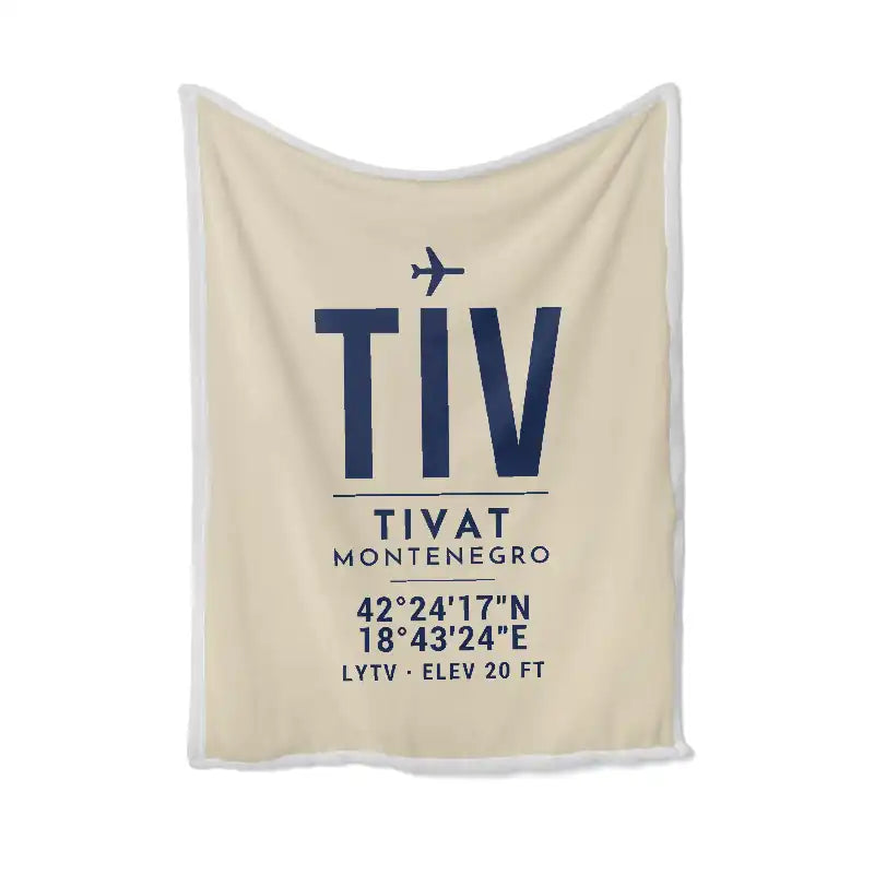 Tivat Airport (TIV) Bedding Sets & Blankets - Blanket - ID Tag - Beige