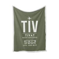 Thumbnail for Tivat Airport (TIV) Bedding Sets & Blankets - Blanket - ID Tag - Green Army