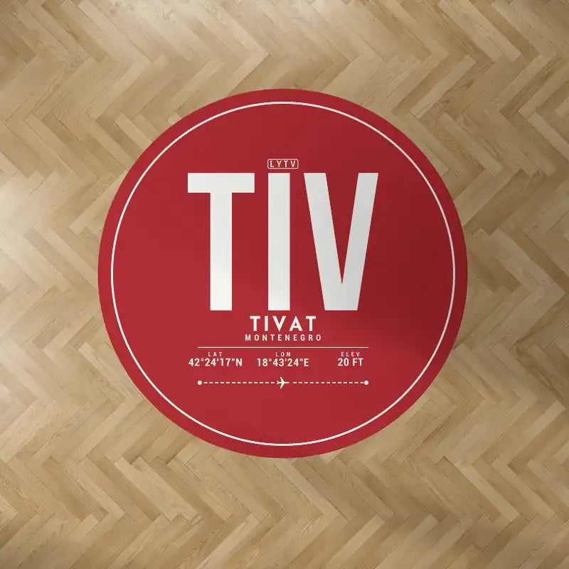 Tivat Airport (TIV) Carpets - Carpet Round - ID Tag - Red