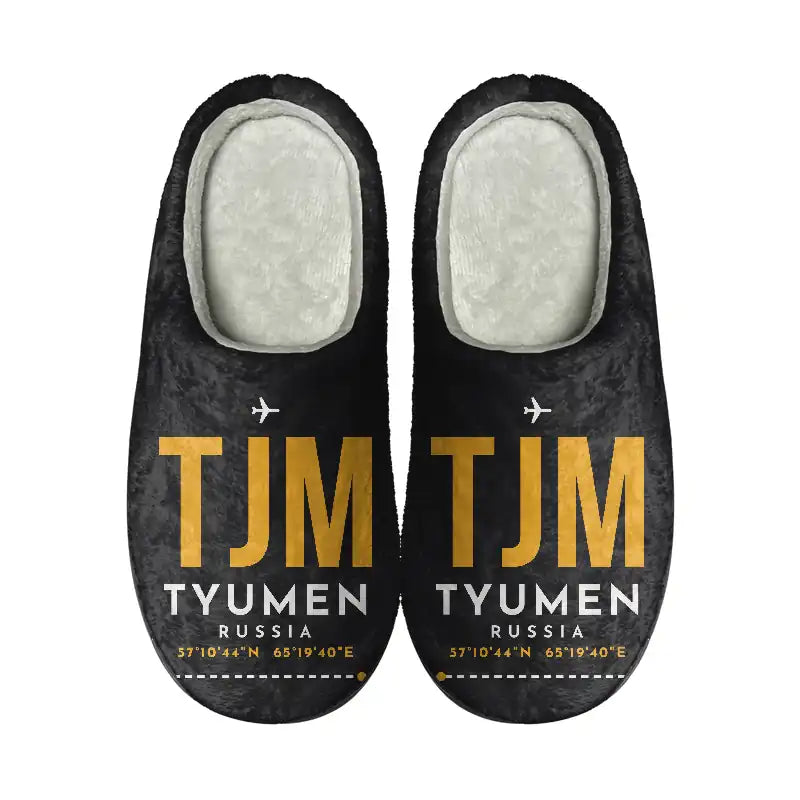 Tyumen Roshchino International Airport (TJM) Slippers & Flip Flops - Slippers - Cotton - Code - Same - Black