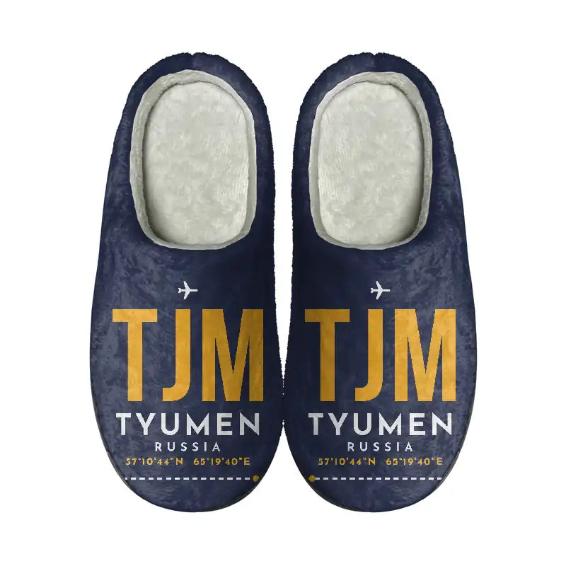 Tyumen Roshchino International Airport (TJM) Slippers & Flip Flops - Slippers - Cotton - Code - Same - Navy Blue