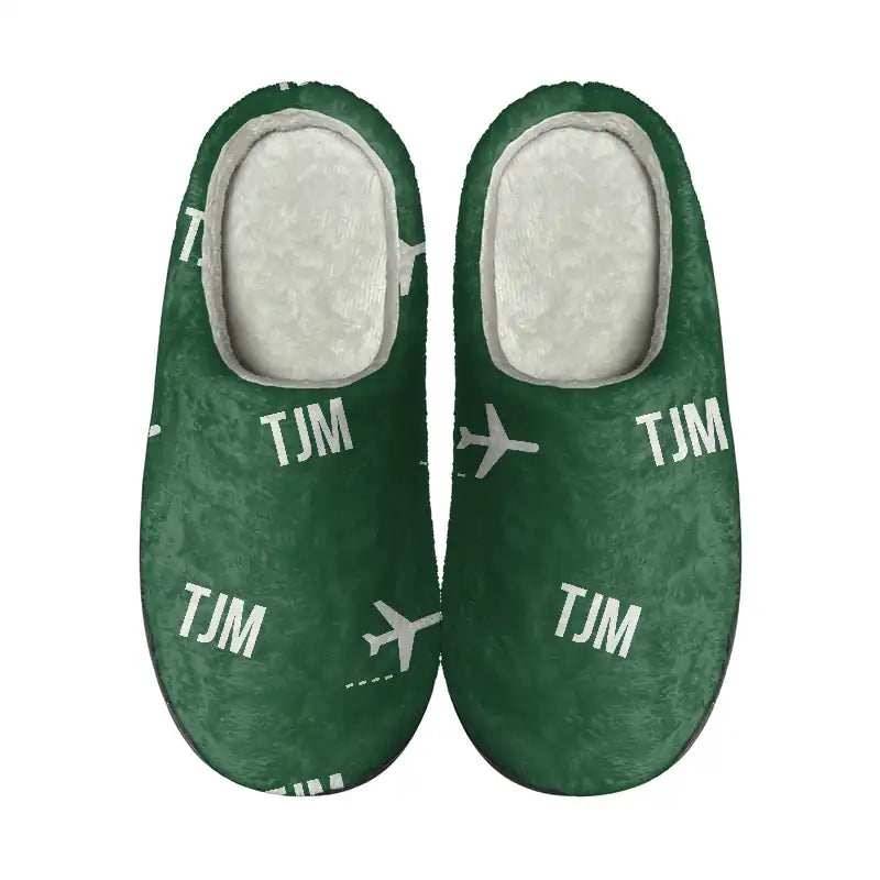 Tyumen Roshchino International Airport (TJM) Slippers & Flip Flops - Slippers - Cotton - Pattern - Green