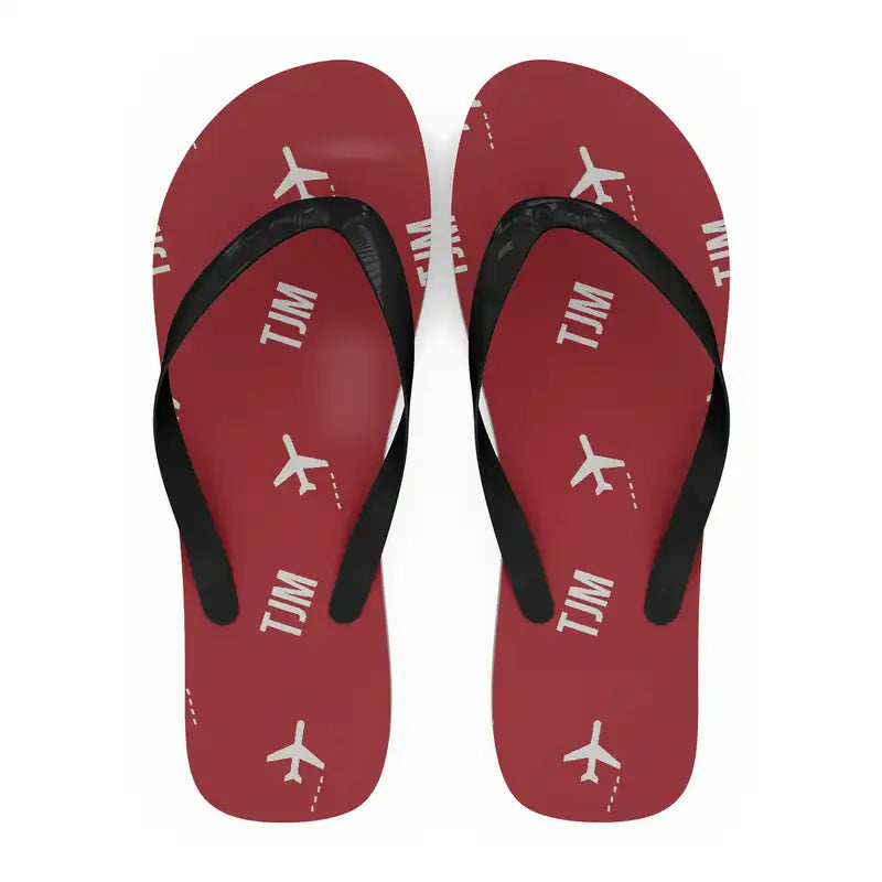 Tyumen Roshchino International Airport (TJM) Slippers & Flip Flops - Slippers - Flip Flops - Pattern - Red