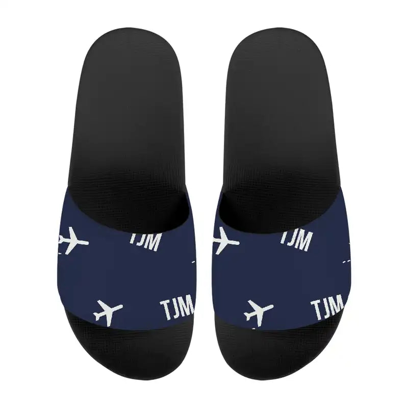 Tyumen Roshchino International Airport (TJM) Slippers & Flip Flops - Slippers - Sport - Pattern - Navy Blue