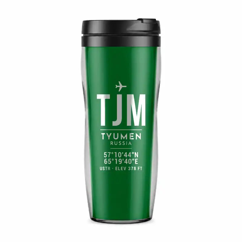 Tyumen Roshchino International Airport (TJM) Travel Mugs - ID Tag - Plastic (No Holder) - Green